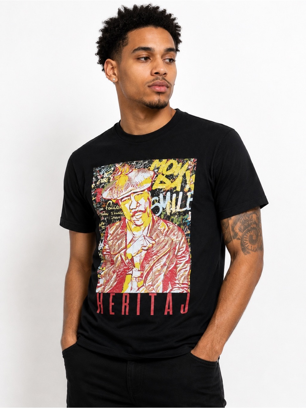 Heritaj Richard Pryor Red Abstract Art Mural Tee